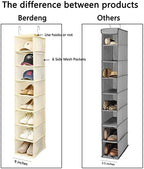 Berdeng Hanging Shoe Organizer for Closet with Side Mesh Pockets，Hat Racks for Baseball Caps，Shoe and Hat Holder & Storage，8-Shelf，Beige，2 Pack - Image 4