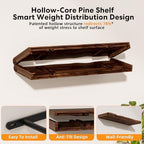 Organic Wavy Edge Floating Shelves,Hidden Brackets,1 Pack 55 in - Image 7