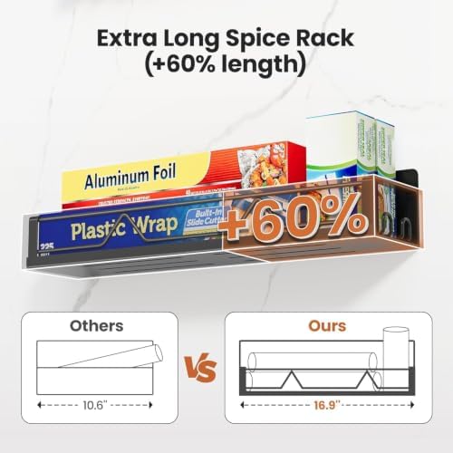 16.9 Inch Large Capacity Magnetic Spice Rack for Refrigerator Black, 5 Pack - Image 2