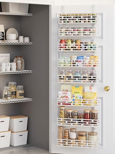 8-Tier Over Door Pantry Rack, White Metal Hanging Organizer for Kitchen by Unknown