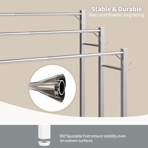 HavenlyYouth Free Standing Towel Rack for Bathroom, 3 Tier Blanket Drying Holder for Outside, Pool Towel Rack with Metal Shelf for Display and Storage, 35.8" H x 31.5" L x 11.8" W, Satin Nickel - Image 6