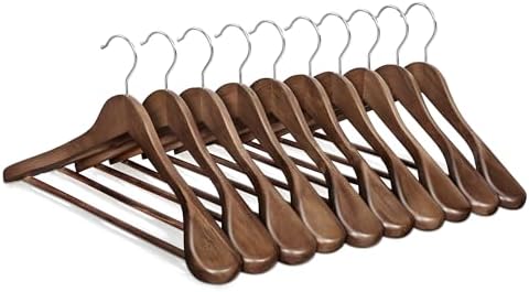 SONGMICS Wooden Suit Hangers 10 Pack, Extra-Wide Shoulder Clothes Hangers by SONGMICSbySONGMICSHOME