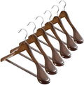 ZOBER Wide Shoulder Wooden Hangers, Vintage Clothes Hangers, 6 Pack by ZOBER