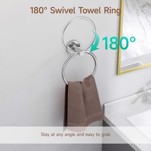 USHOWER 4PCS Polished Chrome Bathroom Accessories Set,18-Inch Towel Bar Set - Image 3