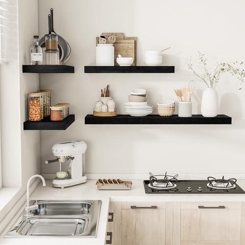 Vivelove Deep Floating Shelves 55x12” Set of 2, Black - Image 6