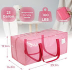 VTSVTS 8 Pack Extra Heavy Duty Large Moving Bags with Comfortable Handle & Strong Zipper,Storage Totes for Space Saving Moving Storage College Supplies Alternative to Moving Box,Pink - Image 3