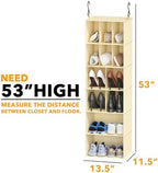 SpaceAid 2 Pack Hanging Closet Organizer and Storage with Dividers, 24 Compartments Hanging Shoe Shelves for Closet, Wardrobe, RV, Garment Rack - Beige - Image 2
