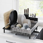 SONGMICS Dish Drying Rack, Expandable Stainless Steel, with Rotatable Spout by SONGMICSbySONGMICSHOME