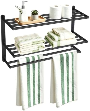 VOTZAAQ Black Towel Racks for Bathroom, Stainless Steel, 24 Inch by VOTZAAQ