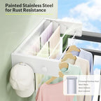 Foldable Wall Mounted Drying Rack, Stainless Steel Expandable Clothes Drying Rack with 6 Knobs, Heavy Duty Laundry Drying Rack for Apartment, Laundry Room, Balcony, 4 Thickened Rods - Image 6