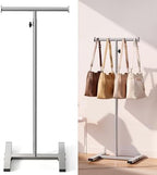 56" Shopping Bag Rack Stand, Adjustable Freestanding Tote Bag Display for Retail Store, Boutique, Entryway & Hallway, Holds Up to 22 lbs, Silver by Josmimic