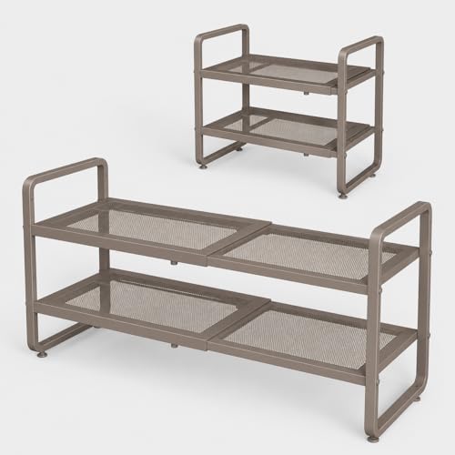 Expandable Metal Shoe Rack for Closet, Entryway & Garage, 2-Tier, Brown by SNTD