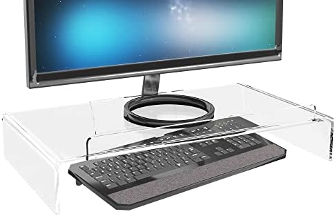 Kantek Acrylic Computer Monitor Stand with Keyboard Storage, Holds up to 50 Pounds, 21.25" x 11.9" x 3.4", Clear - Image 4
