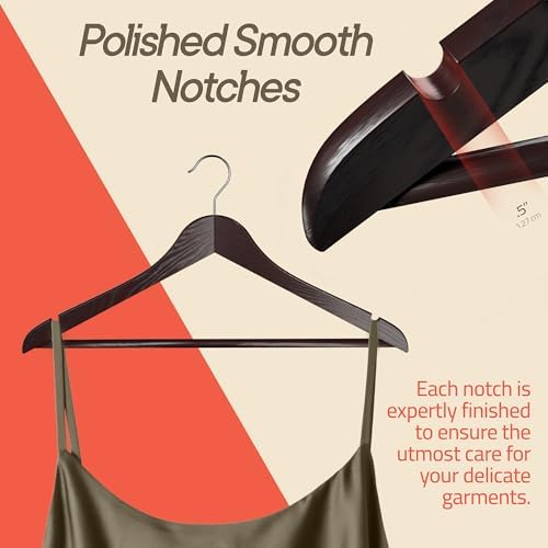 Cherry Wooden Hangers 80 Pack – Heavy-Duty with 360° Swivel Hook, Non-Slip, Pants Bar & Shoulder Grooves - Wooden Hangers for Suits, Jackets, Dresses & Camisoles, Space-Saving and Smooth Finish - Image 5