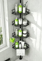 DAOYA Shower Caddy Tension Pole Shower Organizer Tension Rod with Towel Bar by DAOYA