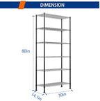 REGILLER 6-Wire Shelving Metal Storage Rack Adjustable Shelves,Standing Storage Shelf Units for Laundry Bathroom Kitchen Pantry Closet(Black,14.1" D x 30" W x 80" H) - Image 3