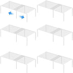 Kitchen Cabinet Expandable Shelf Organizers Set of 6, Adjustable Metal Wire Pantry Storage Shelves, Plate Dish Organizer Rack for Cabinets, Cupboard, Counter, Freezer, Countertop, White by GEDLIRE