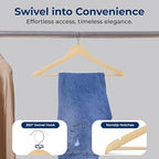 SereneLife 20 Pack Wooden Coat Hangers – Durable Suit Hangers with 360° Swivel Hook & Notches – Slim Design for Shirts, Jackets, Dresses, and More - Image 6