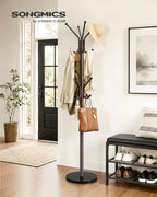 SONGMICS Freestanding Coat Rack, 16 Hooks, Steel Coat Tree with Marble Base - Image 2