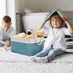 TheWarmHome Storage Baskets for Organizing - Extra Large 3 Pack 17x14x10 inch Storage Bins for Shelves Closet Nursery Bathroom Bedroom Baby Clothes Dog Toy Home Organization (White & Green) - Image 3