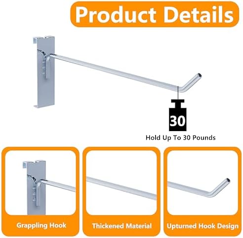 Gridwall Hooks, Chrome, 8 Inch, 100 PCS - Image 2