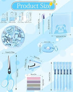 Blue Desk Accessories and Organizers with Desk Organizer and 360°Rotating Pen Holder stapler Pen and a Lot of Office Blue Office Supplies Beautifully Presented in a Gift Box - Image 7