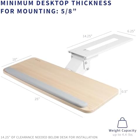 VIVO Light Wood Under Desk 25 x 10 inch Keyboard Tray, MOUNT-KB03C - Image 5