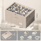 2 Pack Shoe Organizer for Closet Large Shoe Box Storage Containers with Clear Window Space Saving Shoe Bin with Foldable Bottom Support Adjustable Dividers Fits 36 Pairs (Beige, (24.4*16.5*13inch)x2) - Image 2