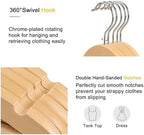 TOPIA HANGER Premium Wooden Hangers 30 Pack, Natural Wood Clothes Hangers, Durable Coat Hanger, 360° Swivel Hook, Non-Slip Shoulder Notches for Strap Dress, Shirt, Pant, Jacket-CT54N30 - Image 3