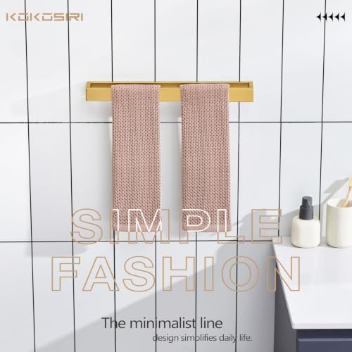 KOKOSIRI Towel Bar Brushed Gold Bath Towel Holder 16 Inch Kitchen Towel Hanger Rack Stainless Steel Bathroom Hardware Wall Mounted, 1 Pack B4008BG-L16 - Image 3