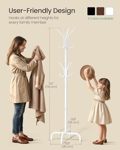 SONGMICS Coat Rack Freestanding, Steel Stand with 16 Hooks and 4 Legs - Image 6