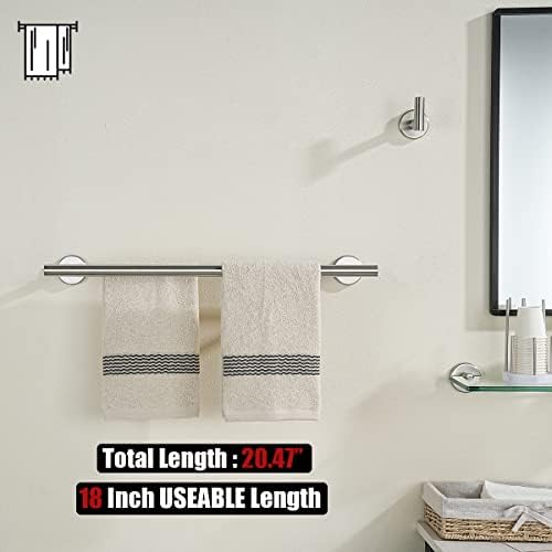 JQK Double Bath Towel Bar, 20.5 Inch 304 Stainless Steel Thicken 0.8mm Towel Rack Bathroom, Towel Holder Brushed Finished Wall Mount, Useable Length 18 Inch 2 Pack, TB100L18-BN-P2 - Image 3