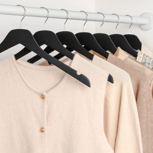 TOPIA HANGER Black Wooden Hangers 30 Pack, 0.28-inch Thick Slim Wood Clothes Hanger with Flat Design and Smooth Notches, Lightweight Space Saving Hangers for Shirt, Coat, Camisole-CT31B - Image 7