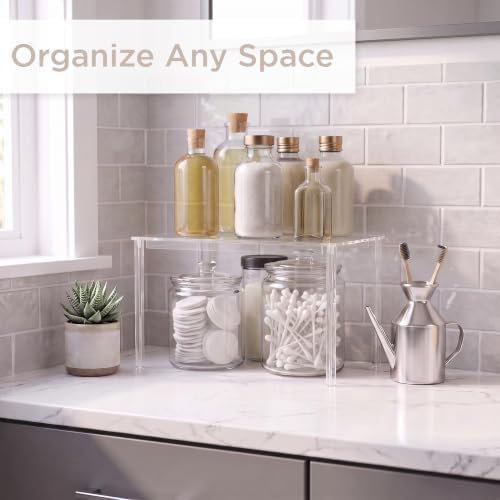 Neat Castle® Clear Acrylic Shelf Organizer - Stackable Cabinet & Countertop risers for Kitchen, Pantry, Bathroom & Vanity Storage - Minimal, Space-Saving Design - Image 6