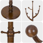 Bekrvio Wood Freestanding Coat Rack Coat Tree with Round Base, Walnut - Image 4