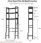 Over the Toilet Storage Shelf 3-Tier Adjustable Bathroom Organizers and Storage Shelves Bathroom Rack Above Toilet Storage with Paper Holder and 4 Hooks Space Saver Storage for Laundry - Image 2