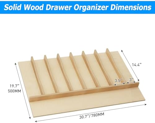 WelFurGeer Solid Birch Wood Silverware Drawer Organizer, Wooden Cutlery Drawer Organizer, Utensil Tray for Kitchen Drawers, Kitchen Utensil Organizer for Silverware, Flatware, Spoons, Forks, Knives - Image 5
