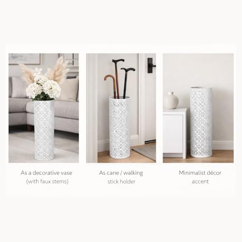 Concepts 8x20 inch Heavy Duty Metal Umbrella Stand - Durable Storage Holder for Umbrellas - Indoor and Outdoor Use - Stylish and Modern Organizer for Entryways. (White Flower Lace) - Image 5