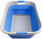 SAMMART 41L (10.8 gallon) Collapsible Plastic Laundry Basket - Foldable Pop Up Storage Container/Organizer - Portable Washing Tub - Space Saving (Grey/Little Boy Blue, Rectangular) by SAMMART