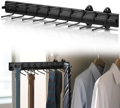 Sliding Tie Racks, 18 Tie Hanger 16.5'' Pull Out Belt Rack for Closet by Vrietina