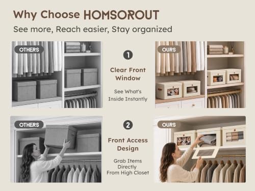 Homsorout Small Closet Storage Bins - Closet Shelf Organizer with Open Window, 4 Pack, Beige - Image 6