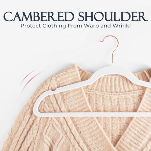 HOUSE DAY White Velvet Hangers 60 Pack, Premium Non-Slip Felt Hanger - Image 5