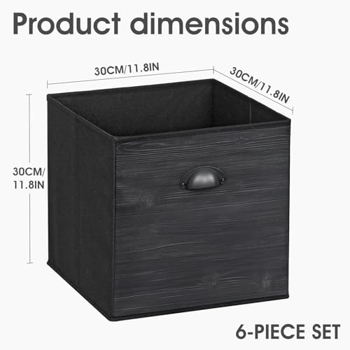 homyfort Faux Wood Grain Cube Storage Organizer Bins, 12x12 Inch Storage Cubes, Closet Cloth Baskets Box for Shelves, Set of 6 - Image 3