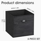 homyfort Faux Wood Grain Cube Storage Organizer Bins, 12x12 Inch Storage Cubes, Closet Cloth Baskets Box for Shelves, Set of 6 - Image 3