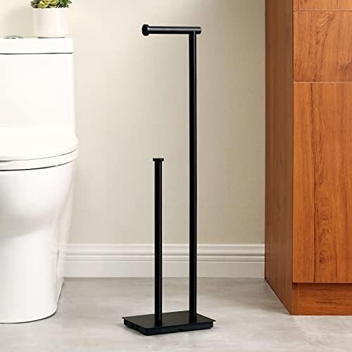 KES Toilet Paper Holder Stand with Weighted Base, Matte Black, 29.5" H by KES