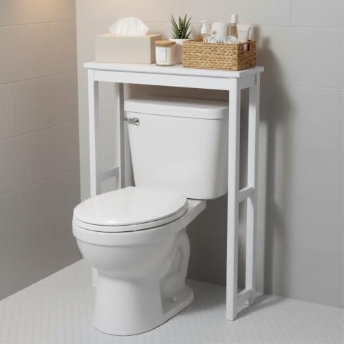 Alaterre Furniture Dorset Over-the-Toilet Storage Shelf, White, 27”x9”x37” - Image 7