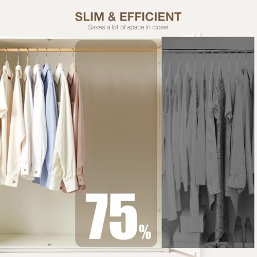 Korpai 36-Pack Beige Velvet Hangers with Clips Adjustable,Adult Hangers,Outfit Hanger,Heavy-Duty,Felt,Non-Slip,Space Saving, for Pants, Skirts, Suits,Coats, Dresses ect. - Image 7