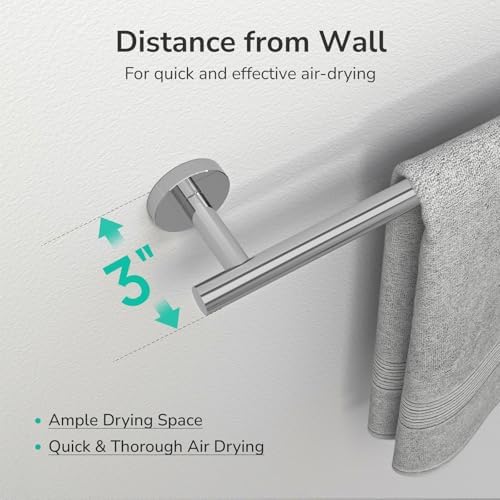 USHOWER Polished Chrome Bath Towel Bar, 30-Inch Towel Racks for Bathroom - Image 5
