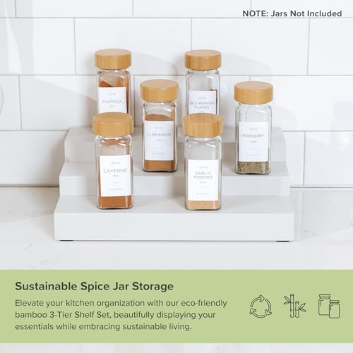 KitchenEdge 3-Tier Expandable Spice Rack Organizer, White - Image 4