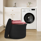 18" X 14" Large Black Basket with Lid, Cotton Rope Storage Basket for Blanket, Toy, Pillow, Towel, Living Room Bedroom Storage Bin, Wicker Woven All Black Organizing Bin with Cover - Image 4